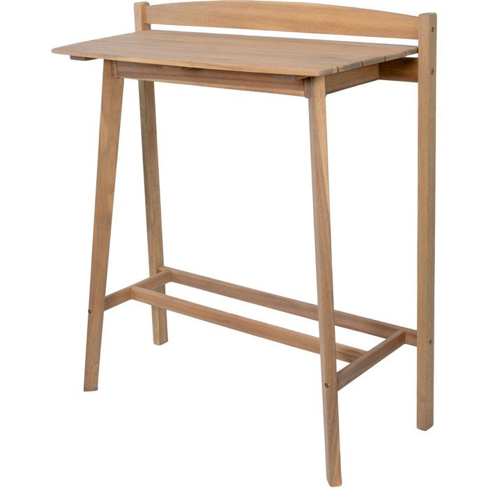 Ensemble bar de jardin - ZANZIBAR - Bois d'Acacia FSC - 1 table rectangulaire 44,5 x 100 x 112 cm - 2 tabourets 37 x 35 x 72 cm