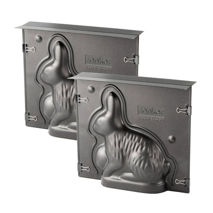 Lot de 2 moules a gâteaux 3D - ZENKER - Forme de lapin de Pâques - 600 ml