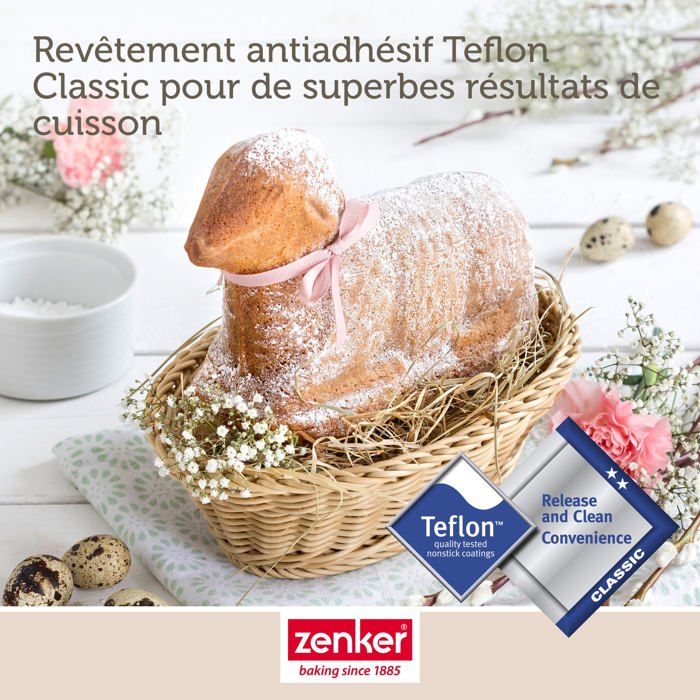 Lot de 2 moules a gâteaux 3D - ZENKER - Special Season - Forme d'agneau pascal - 900 ml