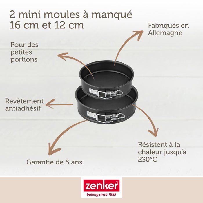 Lot de 2 mini moules a manqué a charniere - ZENKER - Special Mini - 12 et 16 cm