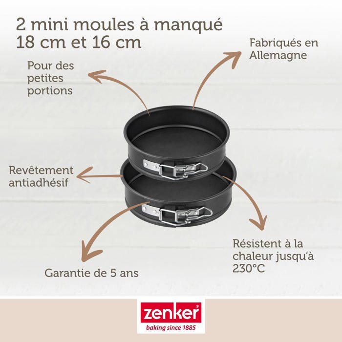 Lot de 2 mini moules a manqué a charniere - ZENKER - Special Mini - 16 et 18 cm