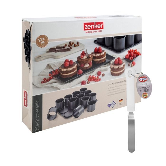 Plaque a pâtisserie mini gâteaux et spatule a glacer - ZENKER - Black Metallic