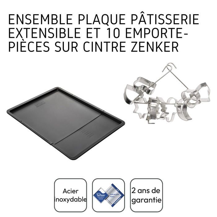 Ensemble avec plaque a pâtisserie extensible et 9 emporte-pieces sur cintre - ZENKER