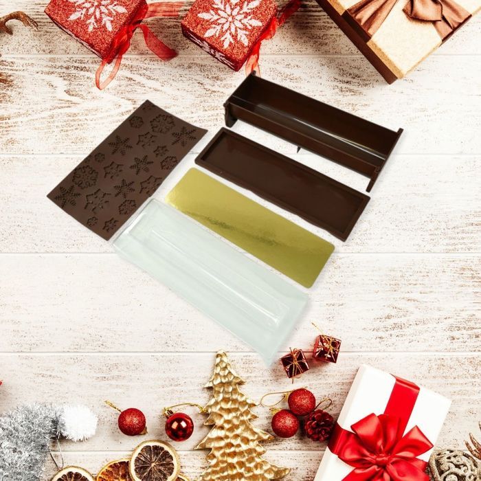 Moule a bûche de Noël - ZENKER - Avec insert + plaque motif flocon de neige - 30 x 8 cm