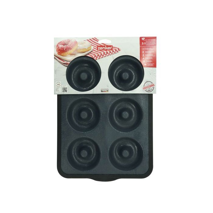 Moule 6 donuts - ZENKER - 36 x 26 cm - Silicone fibre de verre - Noir