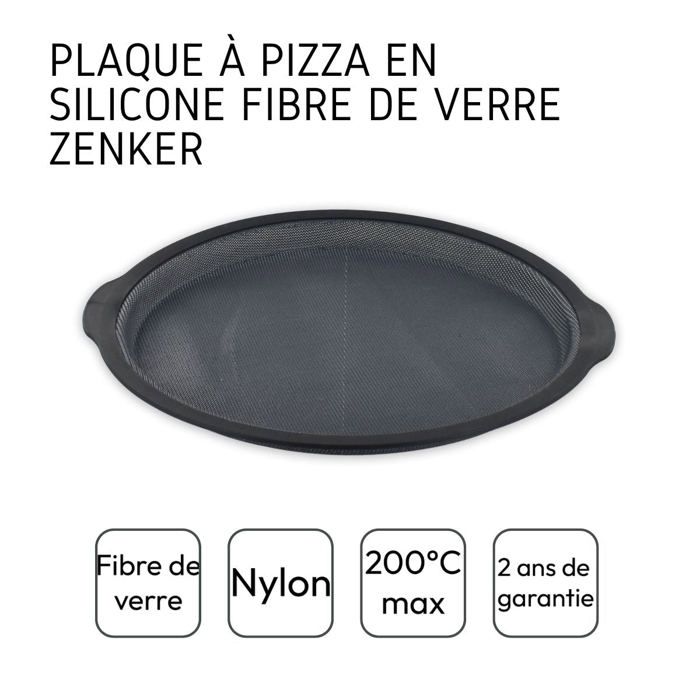 Plaque a pizza ronde - ZENKER - Ø 36 cm - Silicone fibre de verre - Noir