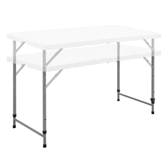 Table de réception pliante - TERRANOVA - Blanche - Structure acier et Plateau en Polyéthylene PEHD - 4 personnes - 122x60,5xH74 cm