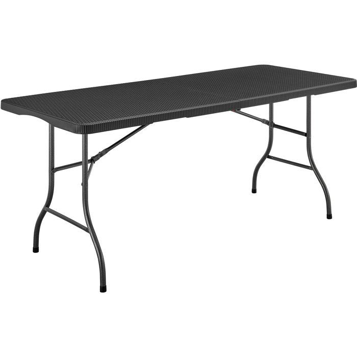 Table de réception pliante - TERRANOVA - Noir - Structure en acier et Plateau en Polyéthylene PEHD - 8 personnes - 180x74xH73,5 cm