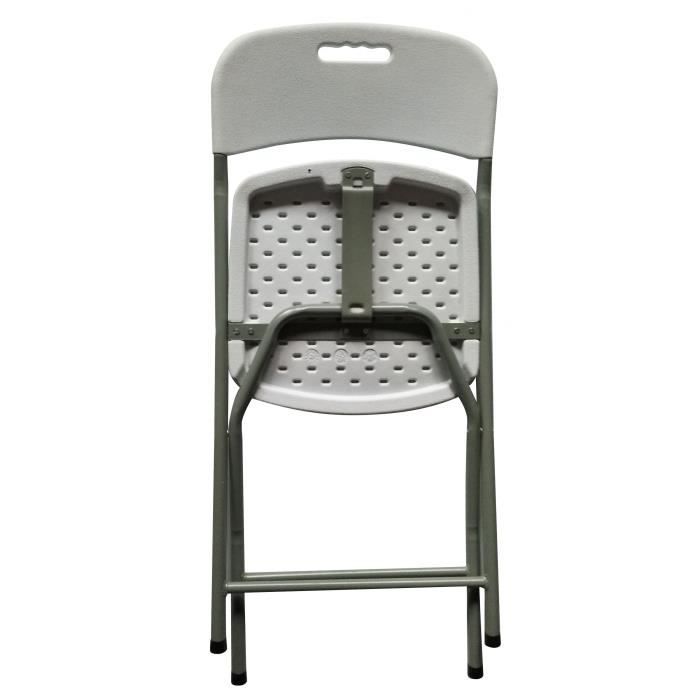 Lot de 2 chaises de jardin pliantes pour réception - 42 x 42 x 87 cm - Structure grise - Assise blanche