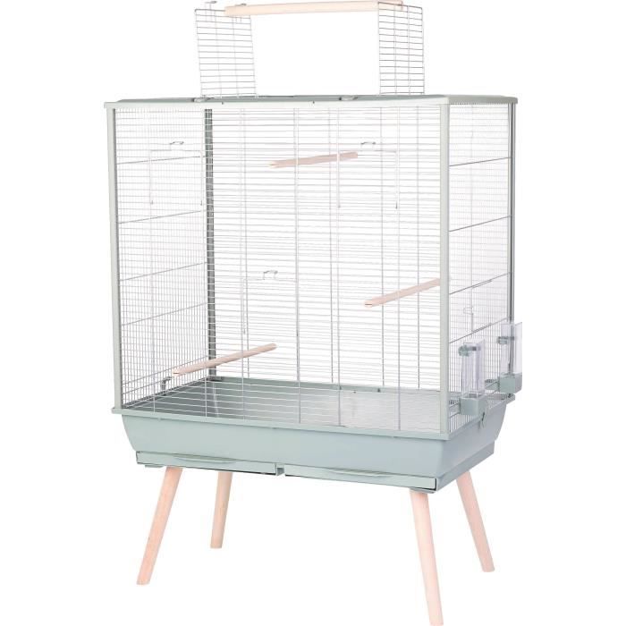 ZOLUX Cage grillagée surélevée pour oiseau - Pour perruche, calopsitte, canari - 81 x 48 x 130 cm - Néolife - Vert