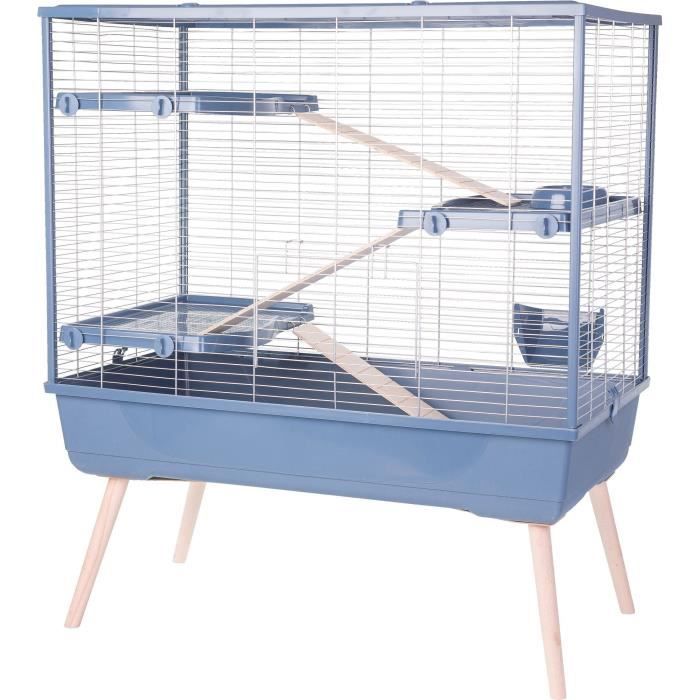 Cage rongeur surélevée - ZOLUX - Néolife - 3 étages pour lapin - 99 x 54 x 114 cm - Bleu
