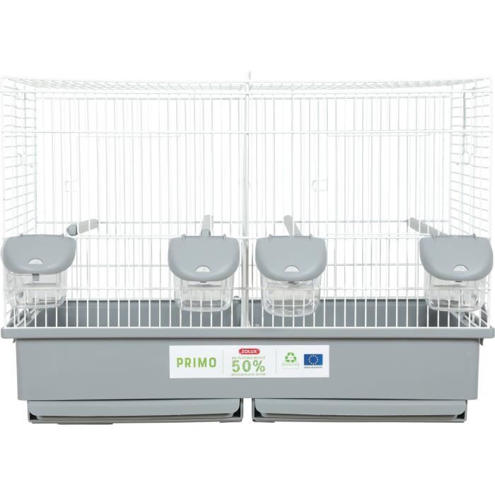 Cage d'élevage oiseaux - Zolux - Primo Cati - 57 x p34.5 x 41 cm - Blanc et gris