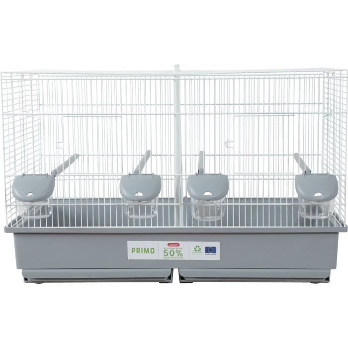 Cage d'élevage oiseaux - Zolux - Primo 69 x 39 x 44.5 cm - Blanc et gris