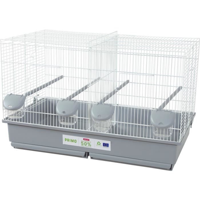 Cage d'élevage oiseaux - Zolux - Primo 69 x 39 x 44.5 cm - Blanc et gris