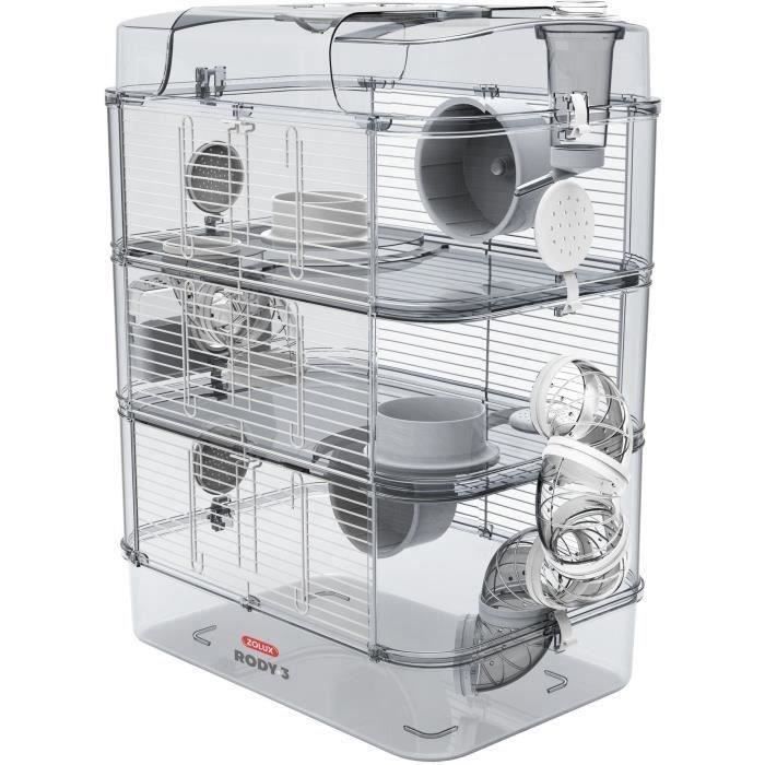 ZOLUX Cage sur 3 étages Rody3 trio - Pour hamsters, souris et gerbilles - L 41 x p 27 x h 53 cm - Blanc