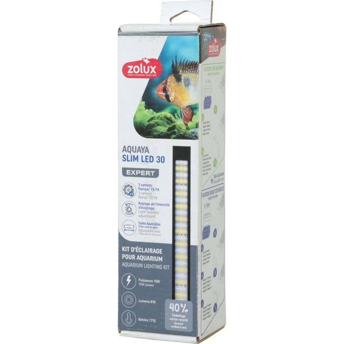 Rampe d'éclairage - Zolux - Slim LED dimmable - Ajustable et adaptable en remplacement d'un tube néon T8 ou T5 - 30 cm