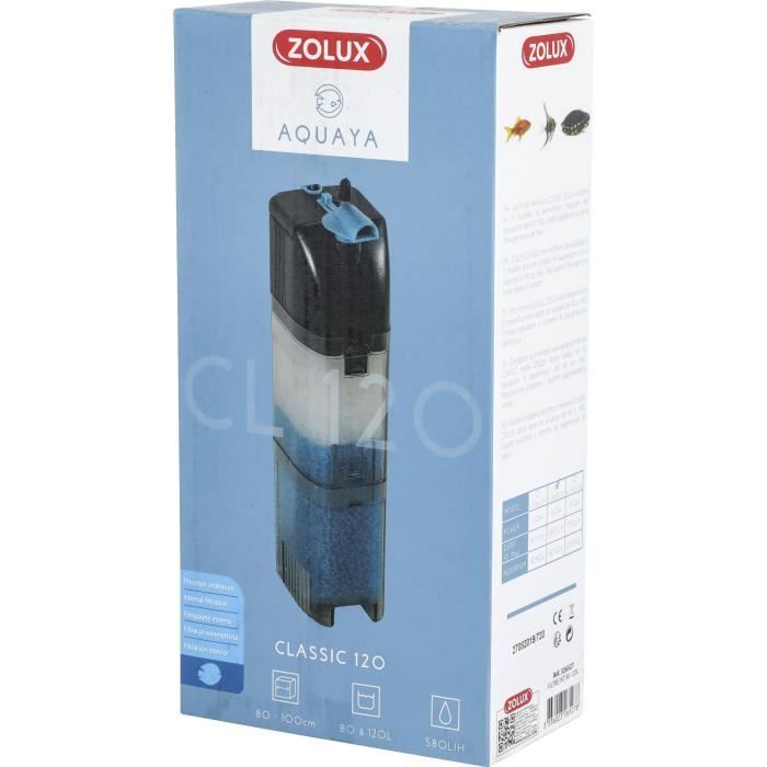 Filtre intérieur - Zolux - Classic - Pour aquarium de 80 a 120 L - Débit de 580 L/h - 6W