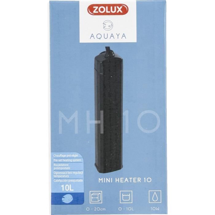 Chauffage pré-réglé - Zolux - 10 W - Pour aquarium 0 a 10 L - Température 25°C - Résistant aux chocs