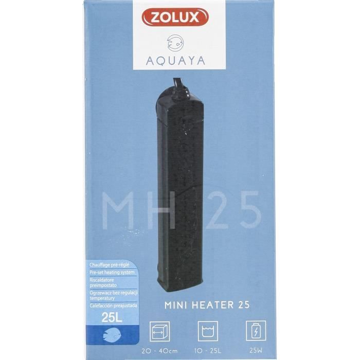 Chauffage pré-réglé - Zolux - 23 W - Pour aquarium 10-25 L - Indicateur de chauffe - Résistant aux chocs