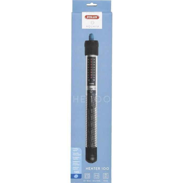 Chauffage d'aquarium - Zolux - Heater 100 - 100 W - Longueur 27 cm - Noir