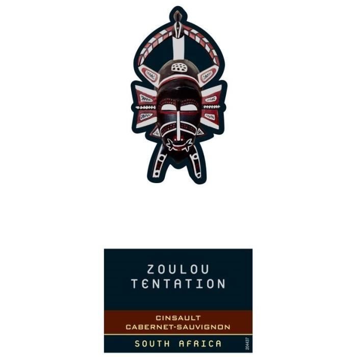 Zoulou Tentation Cinsault Cabernet Sauvignon - Vin rouge d'Afrique du Sud 2024