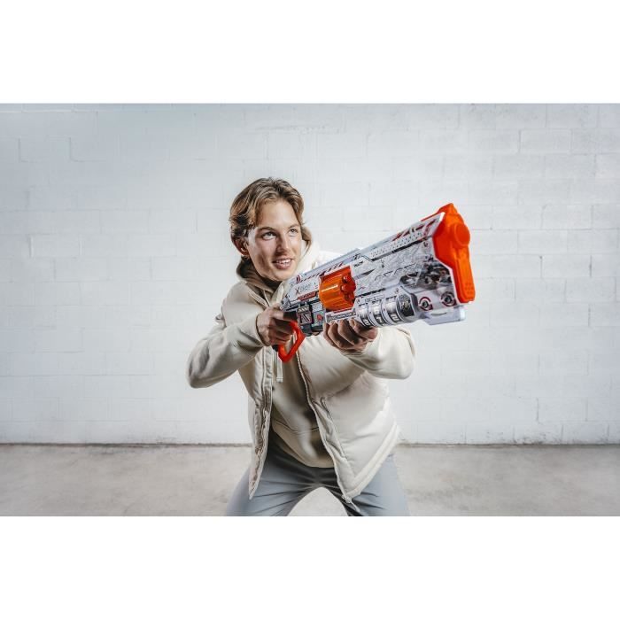 Blaster Verrouillable - ZURU - XSHOT Skins Lock Gun - Blaster avec combinaison de verrouillage et canon rotatif a 8 fléchettes