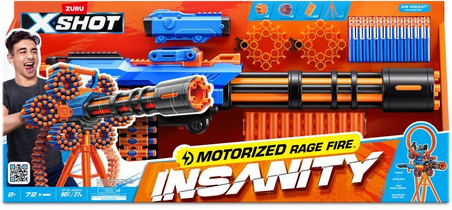 Pistolet sur trépied - ZURU XSHOT - Motorized Rage Fire - 72 fléchettes