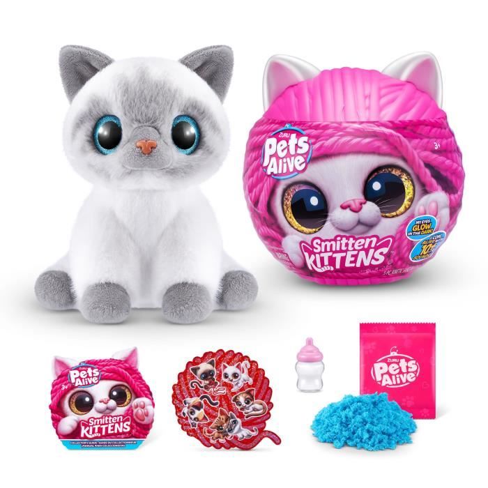 Peluches Interactives - ZURU - Smitten Kittens S1 - 8 chatons a collectionner avec sons et biberon