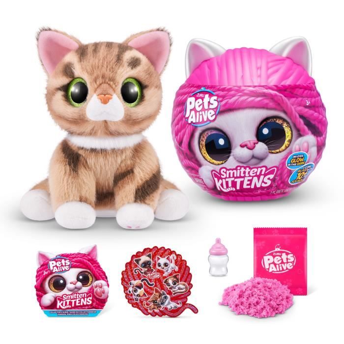 Peluches Interactives - ZURU - Smitten Kittens S1 - 8 chatons a collectionner avec sons et biberon