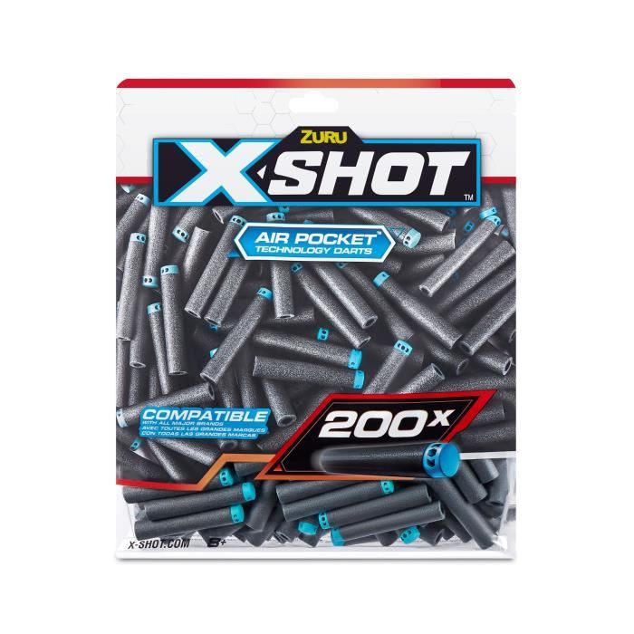 Recharge de fléchettes - ZURU - X-SHOT Excel Pack 200 - Technologie a poche d'air - Compatibilité universelle - Pack pratique