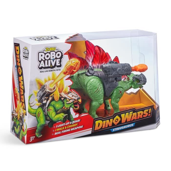 Dino Robotique - ZURU - Dino Wars Stegosaurus - StÈgosaure Robo Alive avec armure, plaques lumineuses et pistolet