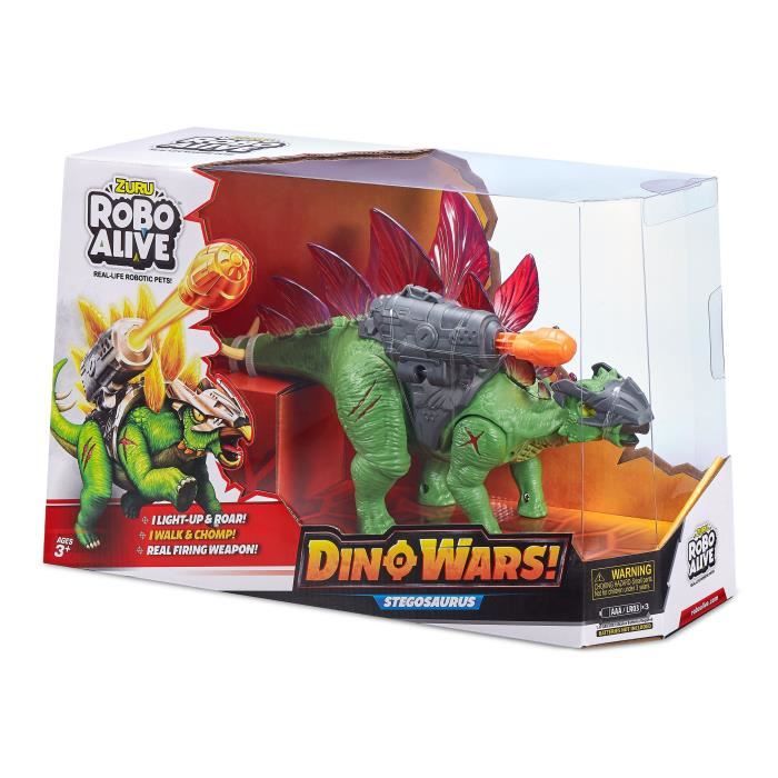 Dino Robotique - ZURU - Dino Wars Stegosaurus - StÈgosaure Robo Alive avec armure, plaques lumineuses et pistolet