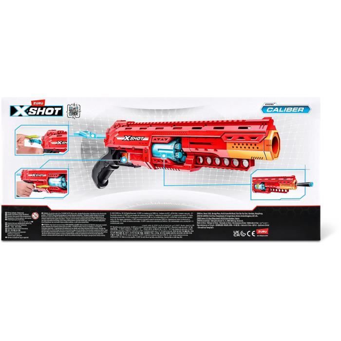 Lanceur de fléchettes - ZURU - X-SHOT Caliber - Barillet rotatif - Portée 27m - 16 fléchettes incluses