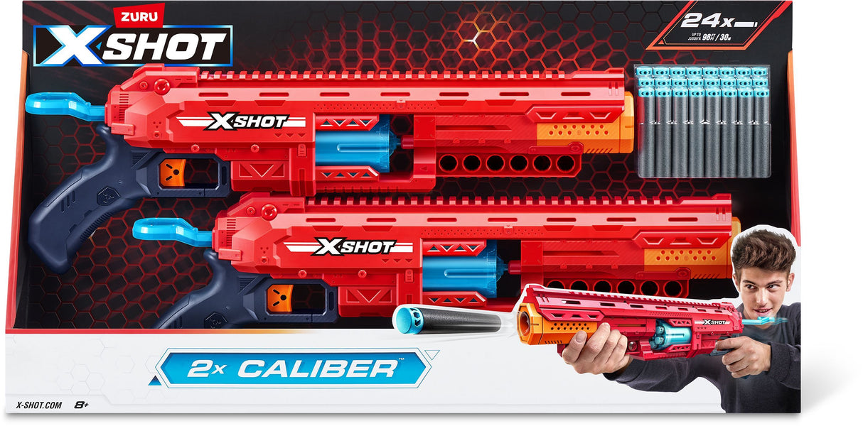 ZURU XSHOT - Pack combo pistolet - Blaster Excel Caliber - 24 fléchettes