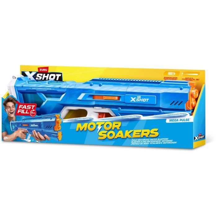 Pistolet a eau motorisé - ZURU - X-SHOT Mega Pulse - Remplissage rapide - Batterie rechargeable - Portée 9 m - Réservoir 1,1 L