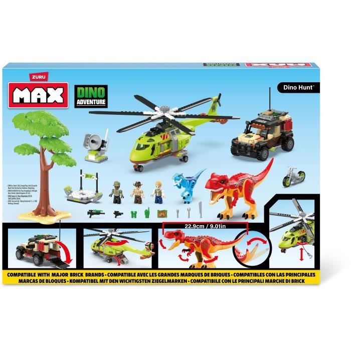 Set de Construction - ZURU - Dino Adventure Dino Hunt (592 pieces) - Aventure préhistorique avec dinosaures et véhicules