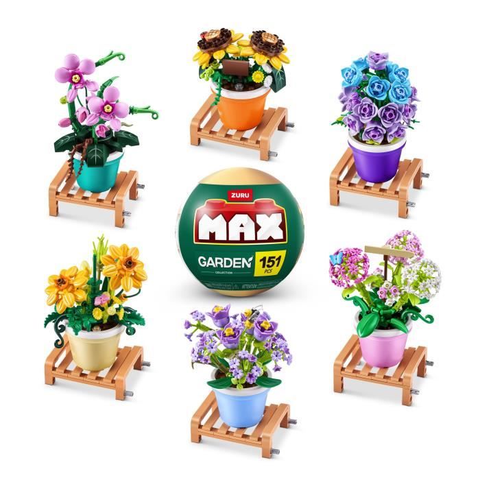 Set de construction - ZURU - Garden Pot Plants - 233 pieces max - 6 designs - Pot et support inclus