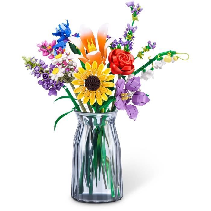 Set de construction - ZURU - Long Flowers - 243 pieces max - 10 designs - Bouquet a assembler