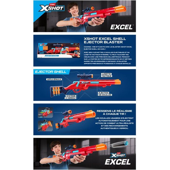 Lancer de fléchettes - ZURU XSHOT - Excel Bolt Action blaster - 8 fléchettes - Des 8 ans