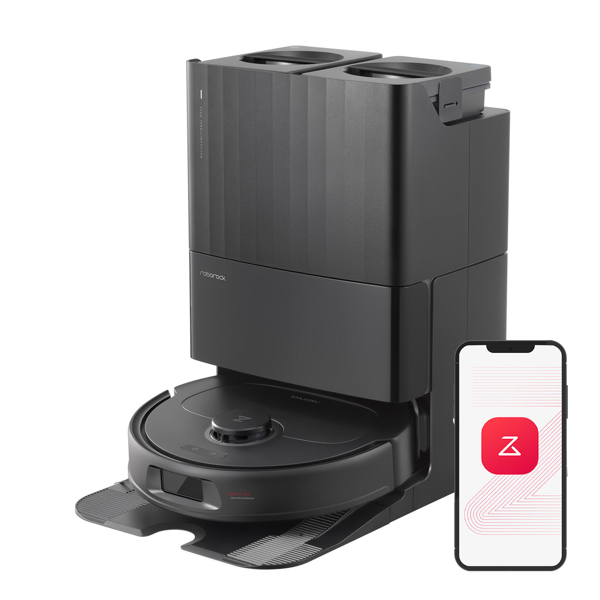 Roborock QRevo Plus BLACK - Aspirateur Robot Laveur avec Station - Serpillere extensible - Puissance 7 000 Pa