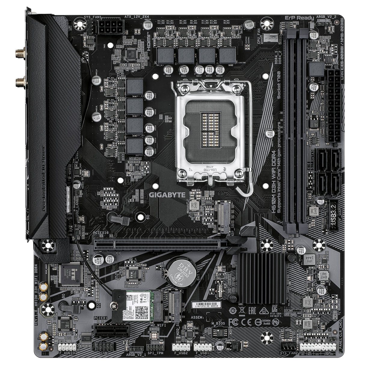 Carte mere - GIGABYTE - H610M D3H WIFI DDR4 - Format Micro-ATX - Chipset Intel H610 - WiFi & DDR4