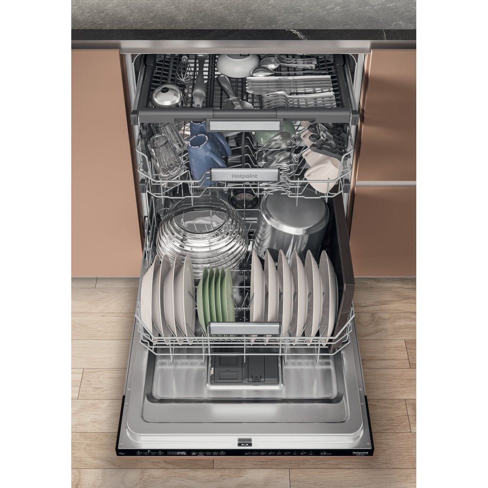 Lave-vaisselle tout encastrable HOTPOINT H7IHP40L - 15 couverts - 40 dB - Classe C - Maxi Space - tiroir a couverts