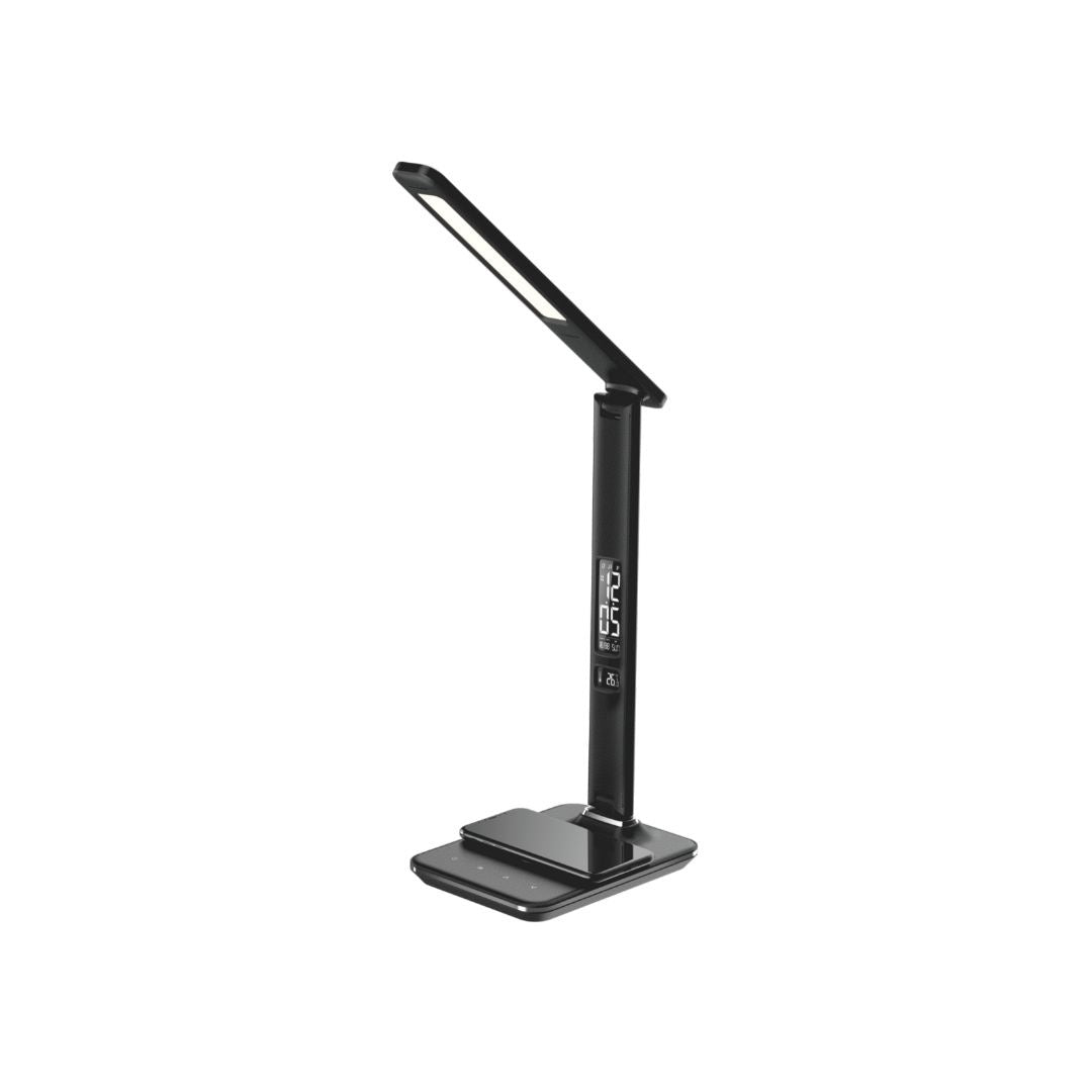 Lampe de bureau avec la charge induction Qi 10W, fonction réveil, affichage de l