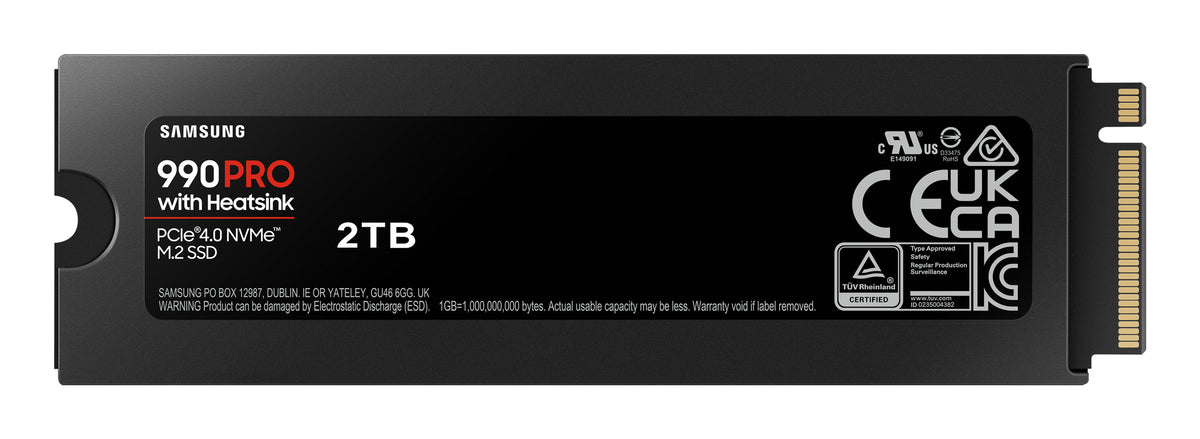 SAMSUNG - 990 PRO avec dissipateur- SSD Interne - 2 To - NVMe M.2 PCIe 4.0x4 - Vitesse lecture jusqu'a 7 450 Mo/s