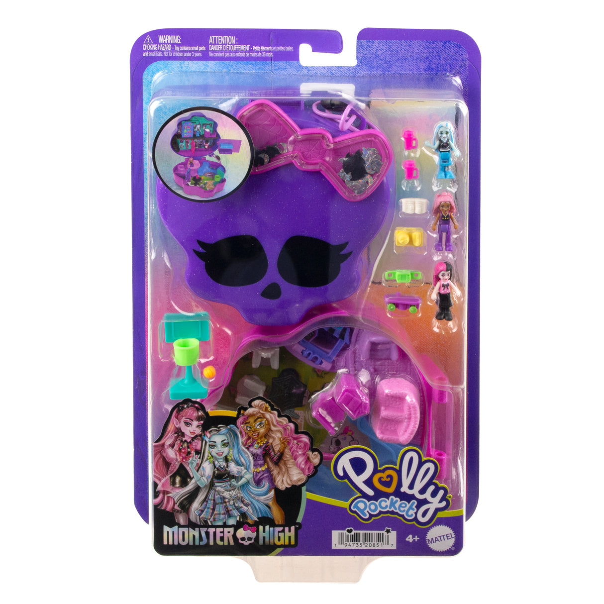 Polly Pocket-Monster High-Coffret 3 mini-figurines et 10 accessoires HVV58