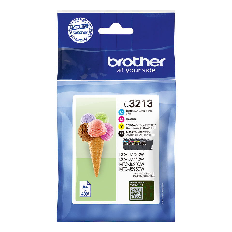 Pack 4 cartouches d'encre Brother LC3213 (Noir + Couleurs)