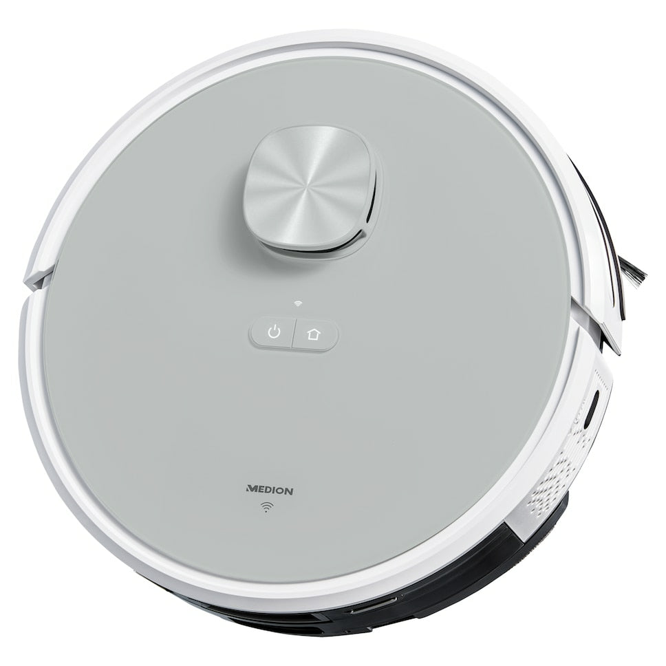 MEDION X21 SW - Robot Aspirateur Laveur avec Station de Vidange - Navigation Laser - Puissance 3000 Pa