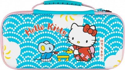 Housse de protection et transport console - Nintendo Switch 2 - Konixt Hello Kitty - Filet rangement accessoires - Motif thé - Bleu