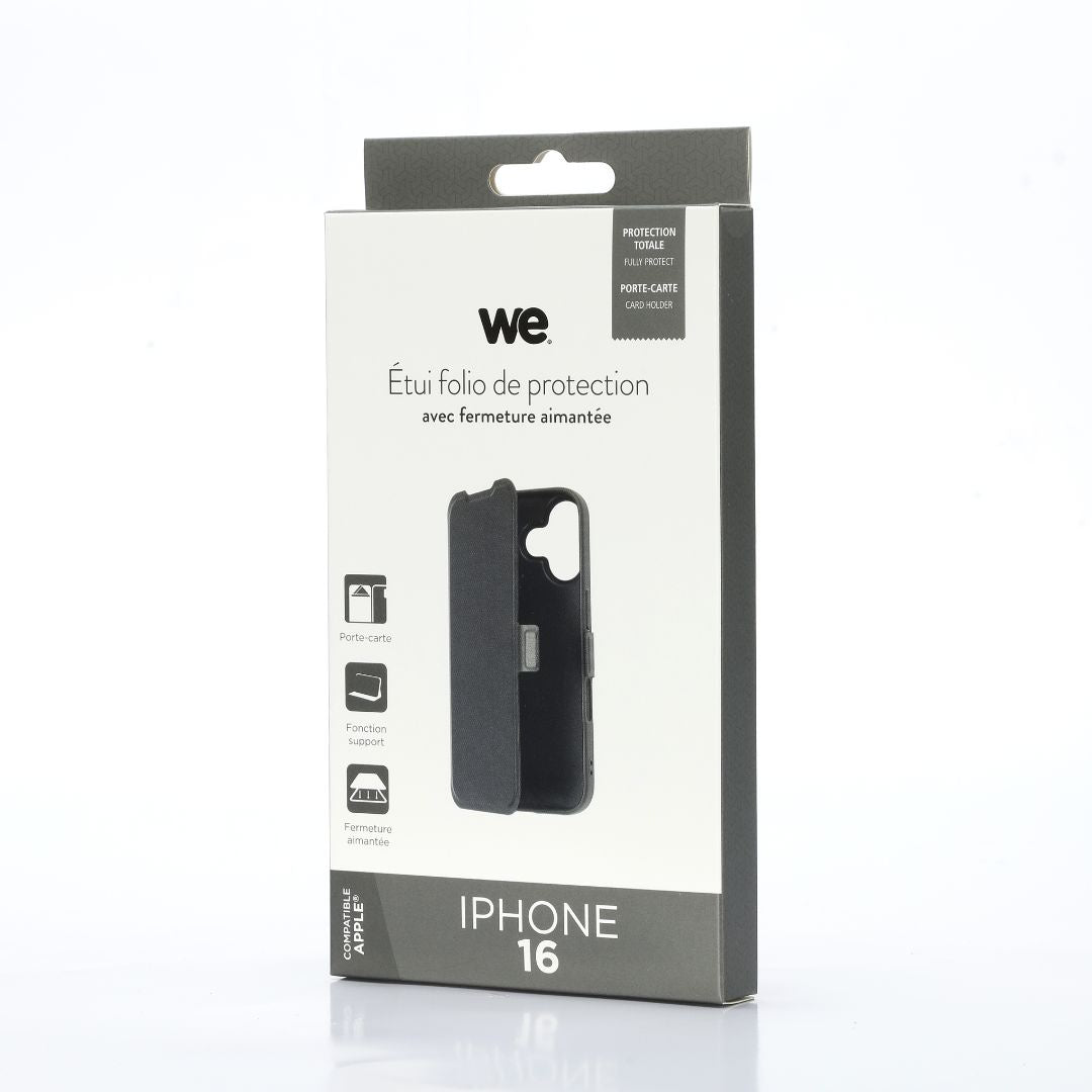WE Etui folio AIMANTE APPLE IPHONE 16 Noir