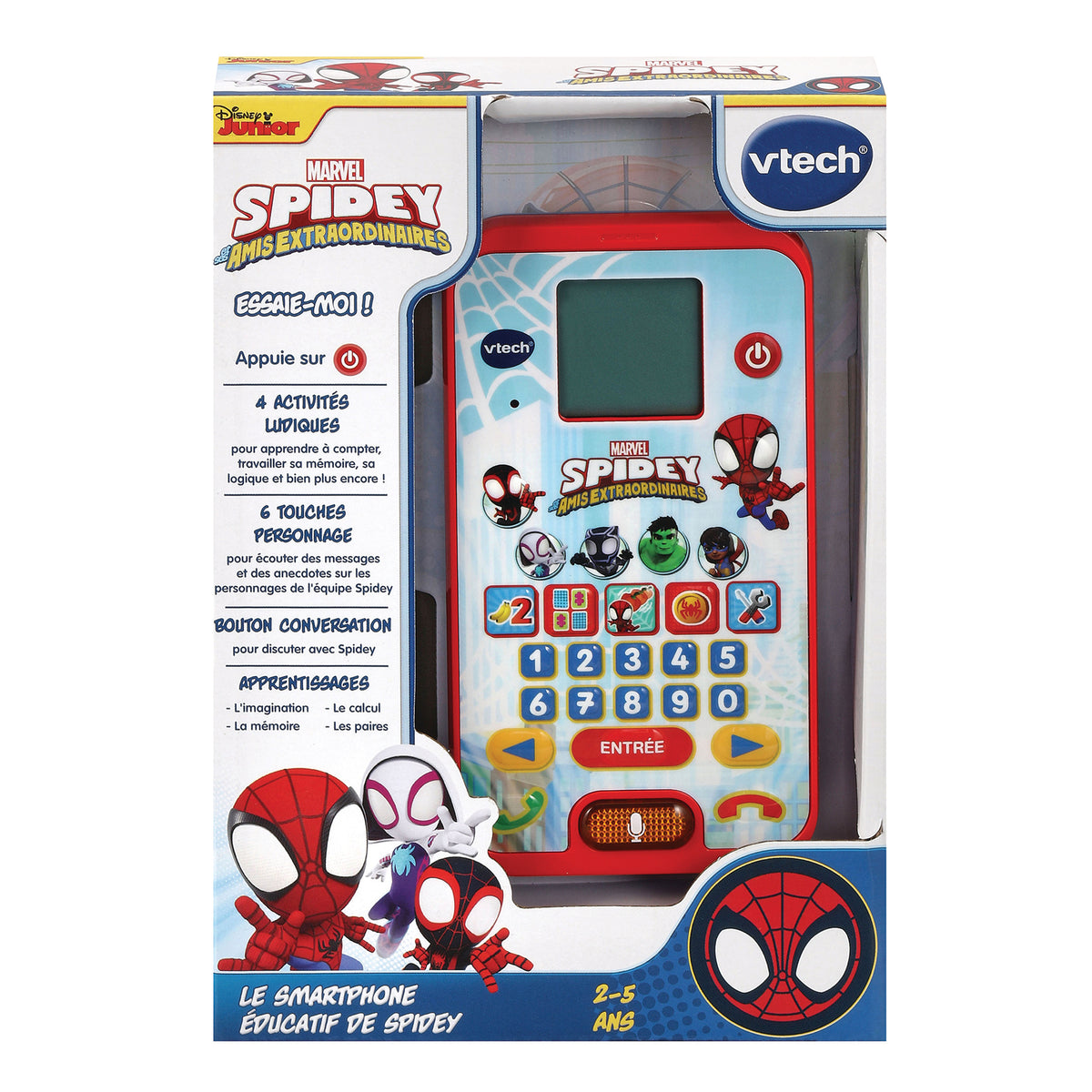 VTECH - SPIDEY - Le Smartphone Éducatif de Spidey - Enfant - Rouge - Mixte - 3 ans - Pile
